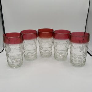Set of 5 Vintage Tiffin Glass Co. Kings Crown Ruby Flash Thumbprint Tumblers