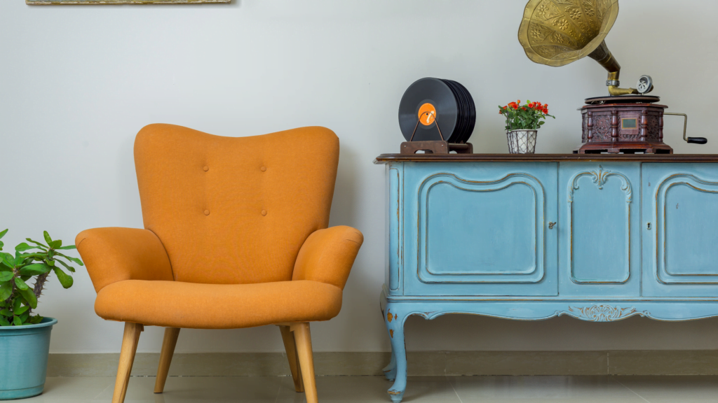 vintage chair and buffet